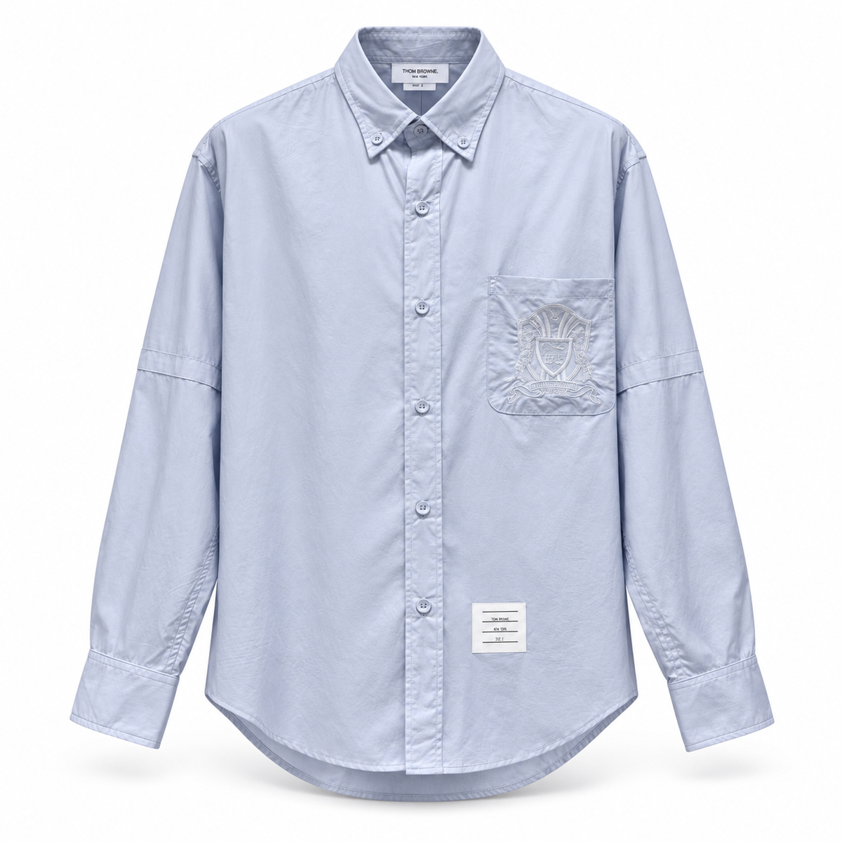 Pocket Crest Embroidered Oversized Poplin Shirt - Long Sleeve | Thom Browne
