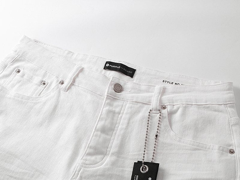 Purple Brand White Paint-Splatter Denim Shorts