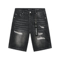 Purple Brand Black Wash Distressed Denim Shorts