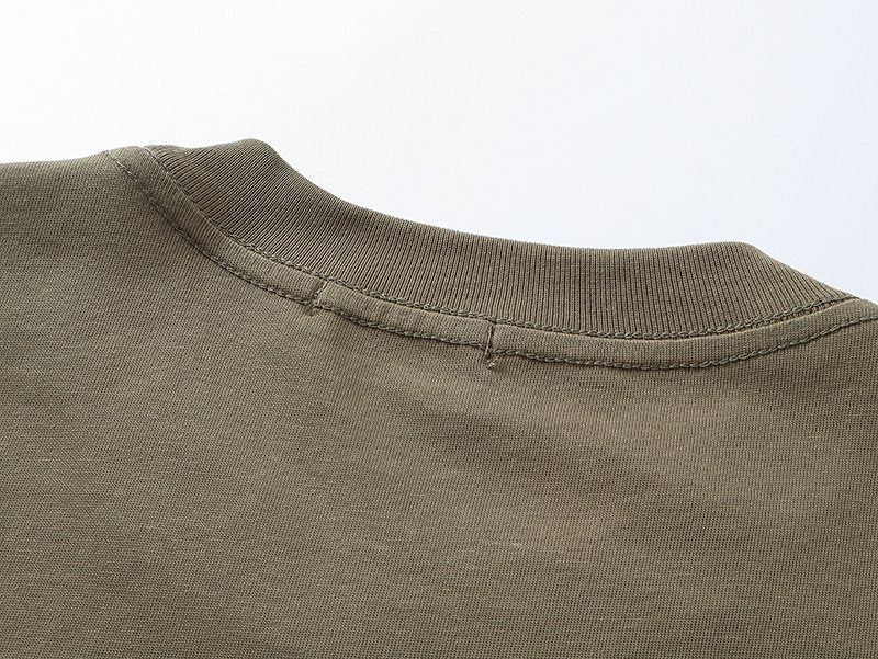 MIXED EMOTION Olive Khaki Front-and-Back Graphic T-Shirt