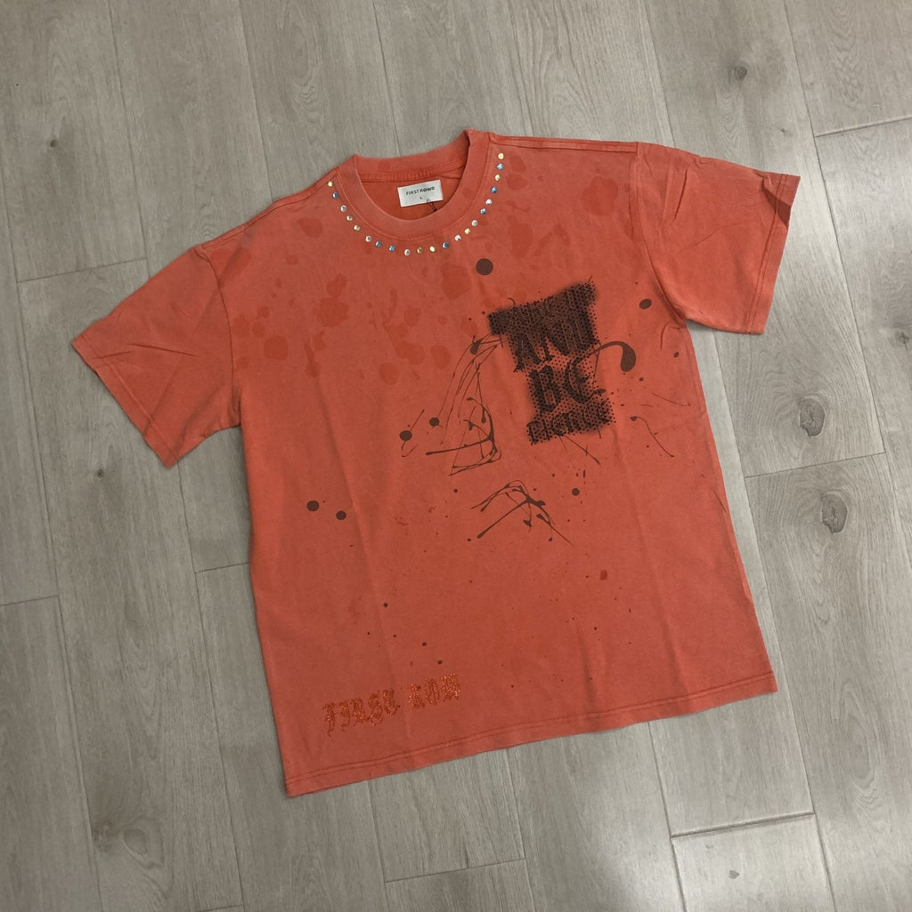 FIRST ROW Skull Rhinestone Graphic T-Shirt