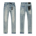 R+A Light Blue Paint-Splatter Distressed Jeans