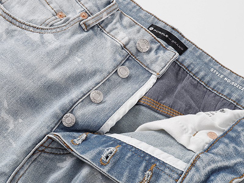 Purple Brand Light Blue Distressed Paint-Mark Jeans