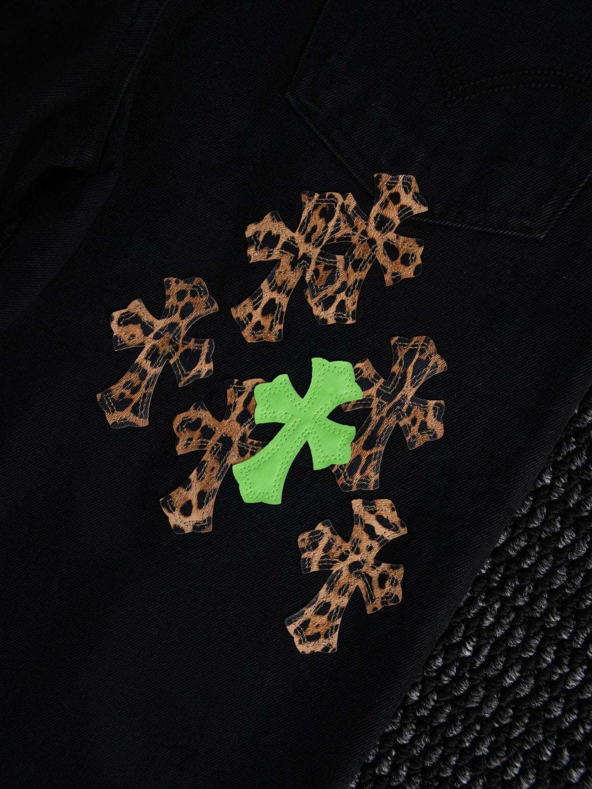 Chrome Hearts Leopard Cross Graphic Denim Pants