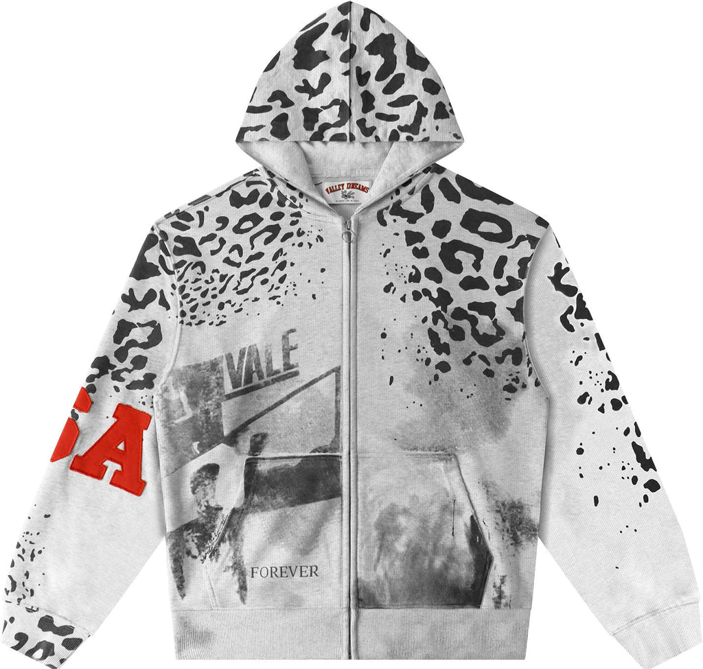 Valley Dreams Forever Leopard Panel Zip Hoodie