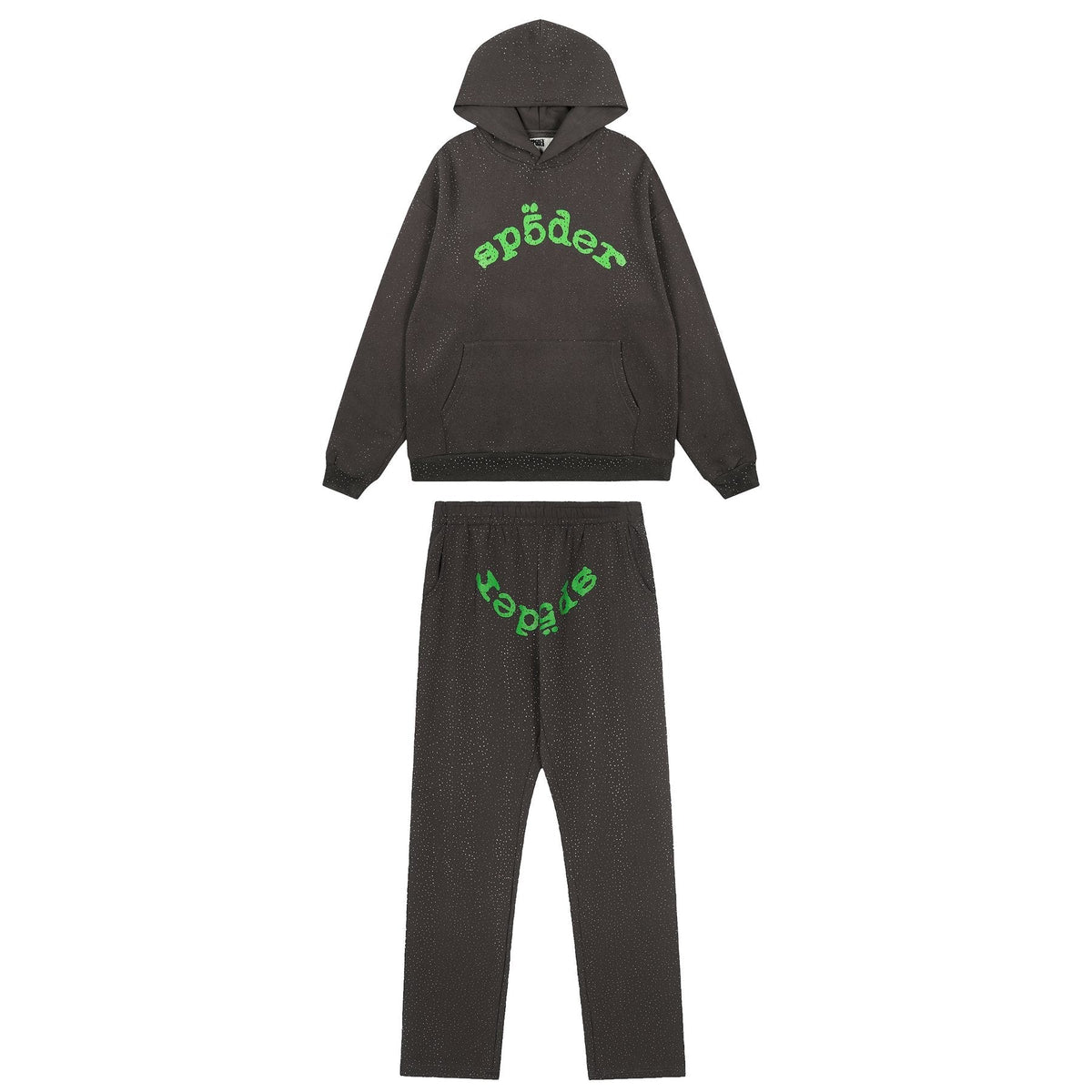 Sp5der Rhinestone Hoodie & Pants Matching Set
