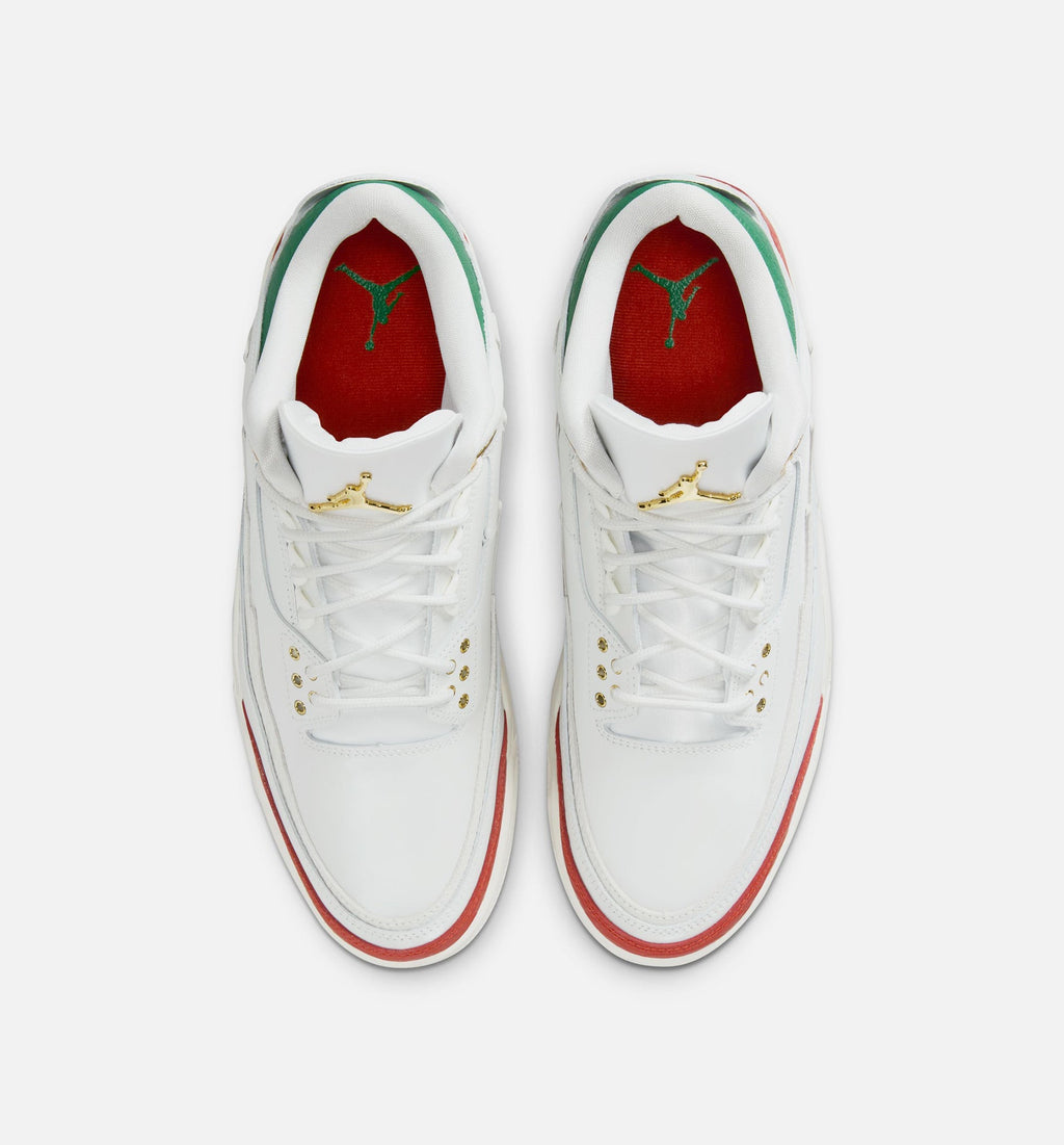 Air Jordan 3 Retro El Vuelo Men's Sneakers - White / Pine Green / Dark Red / Metallic Gold