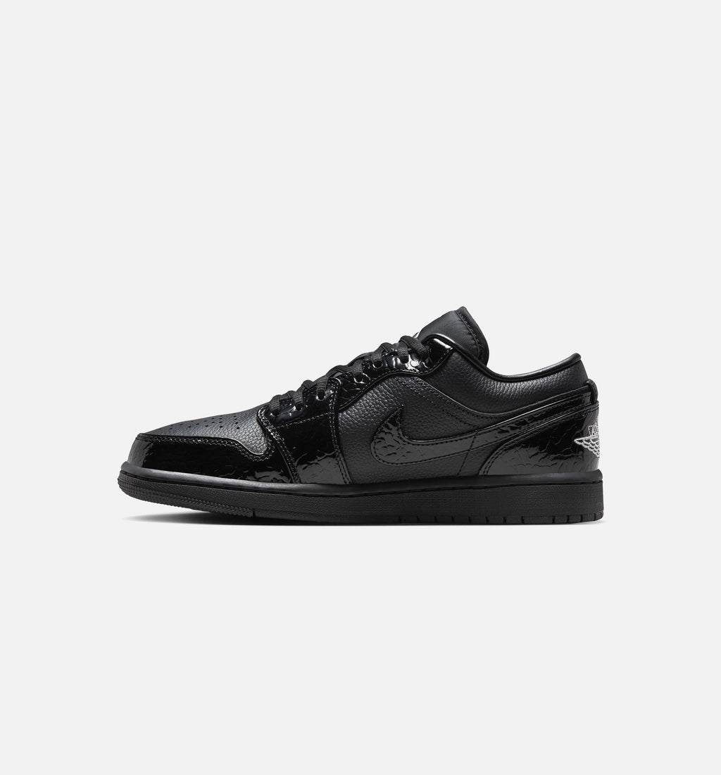 Air Jordan 1 Low Patent Elephant Women's Lifestyle Shoe - Black/Black/White/Metallic Silver