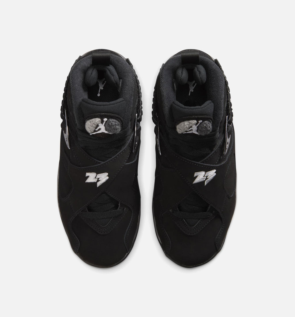 Air Jordan 8 Retro Chrome Black Big Kids' Lifestyle Shoes - Black/White/Light Graphite
