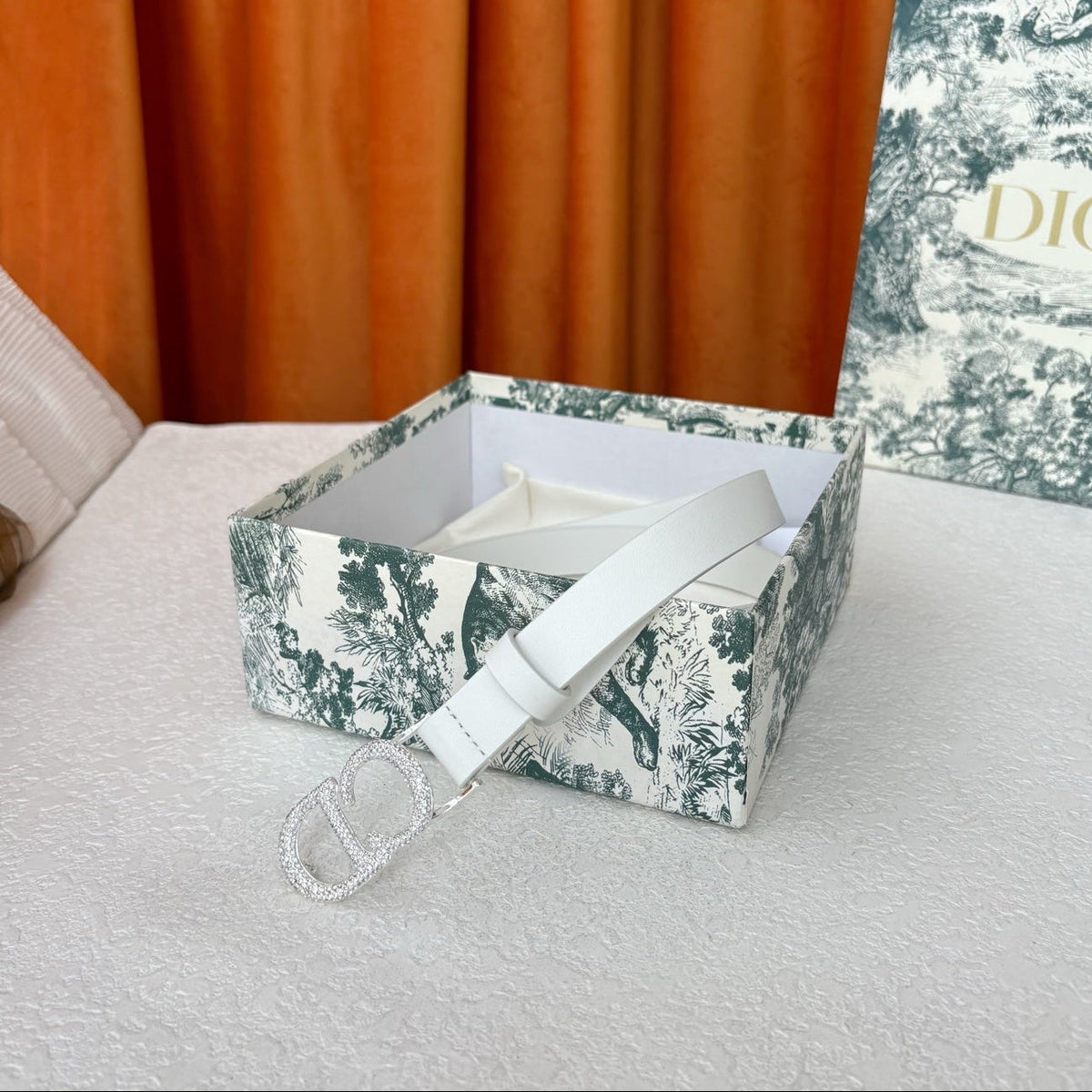 DIOR 25S BELT 20 MM IN WHITE CALFSKIN 595245