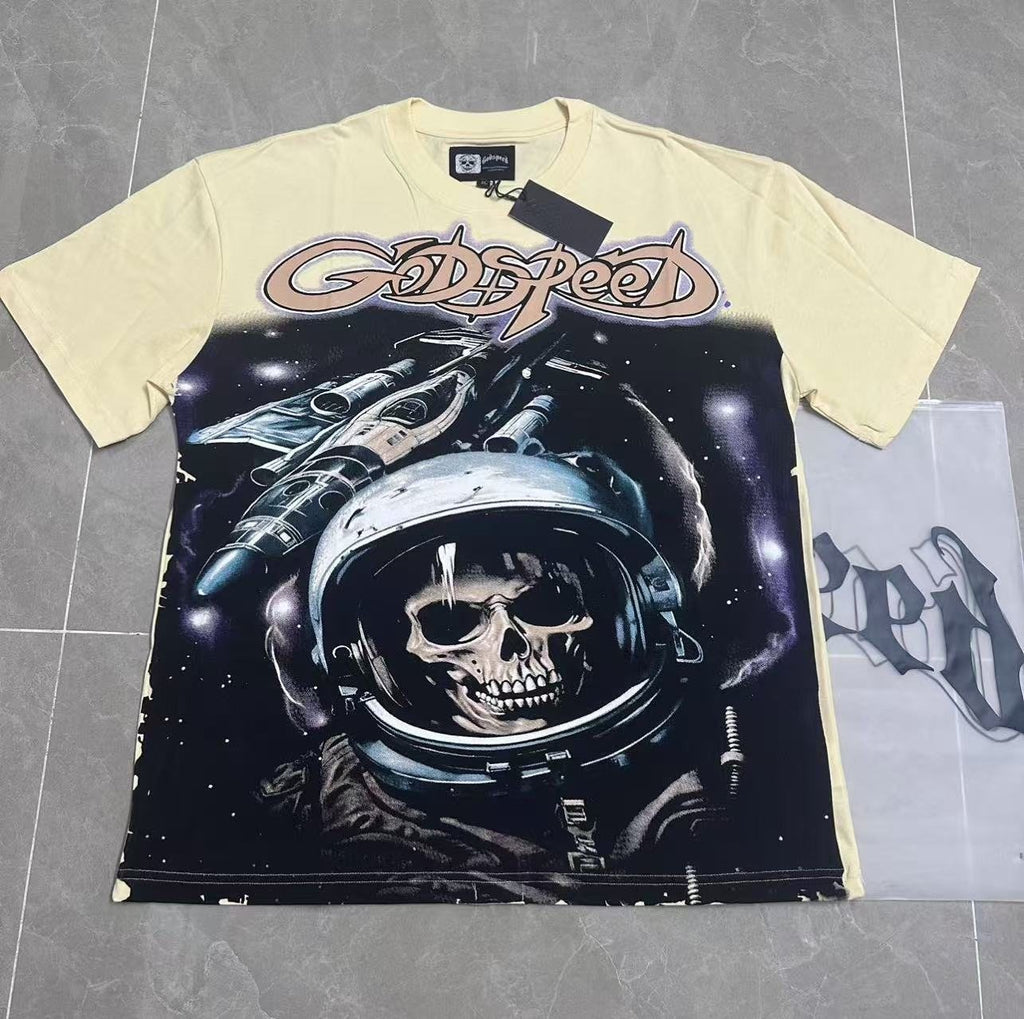 Godspeed Out of Many One Astronaut Skull Graphic T-Shirt