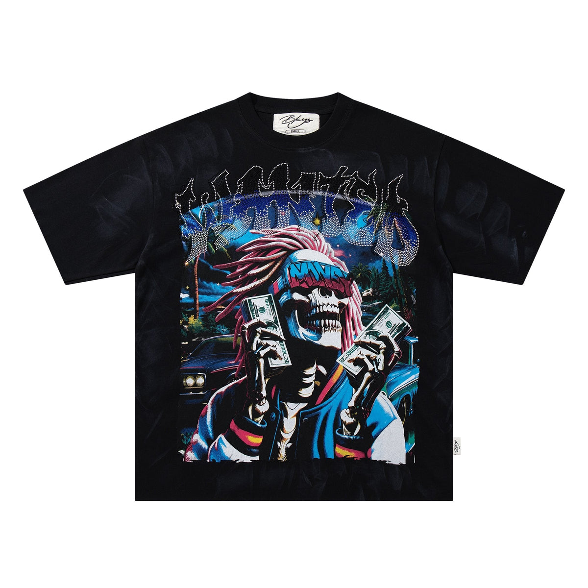 BKYS Revival Rich Death Rhinestone Graphic T-Shirt
