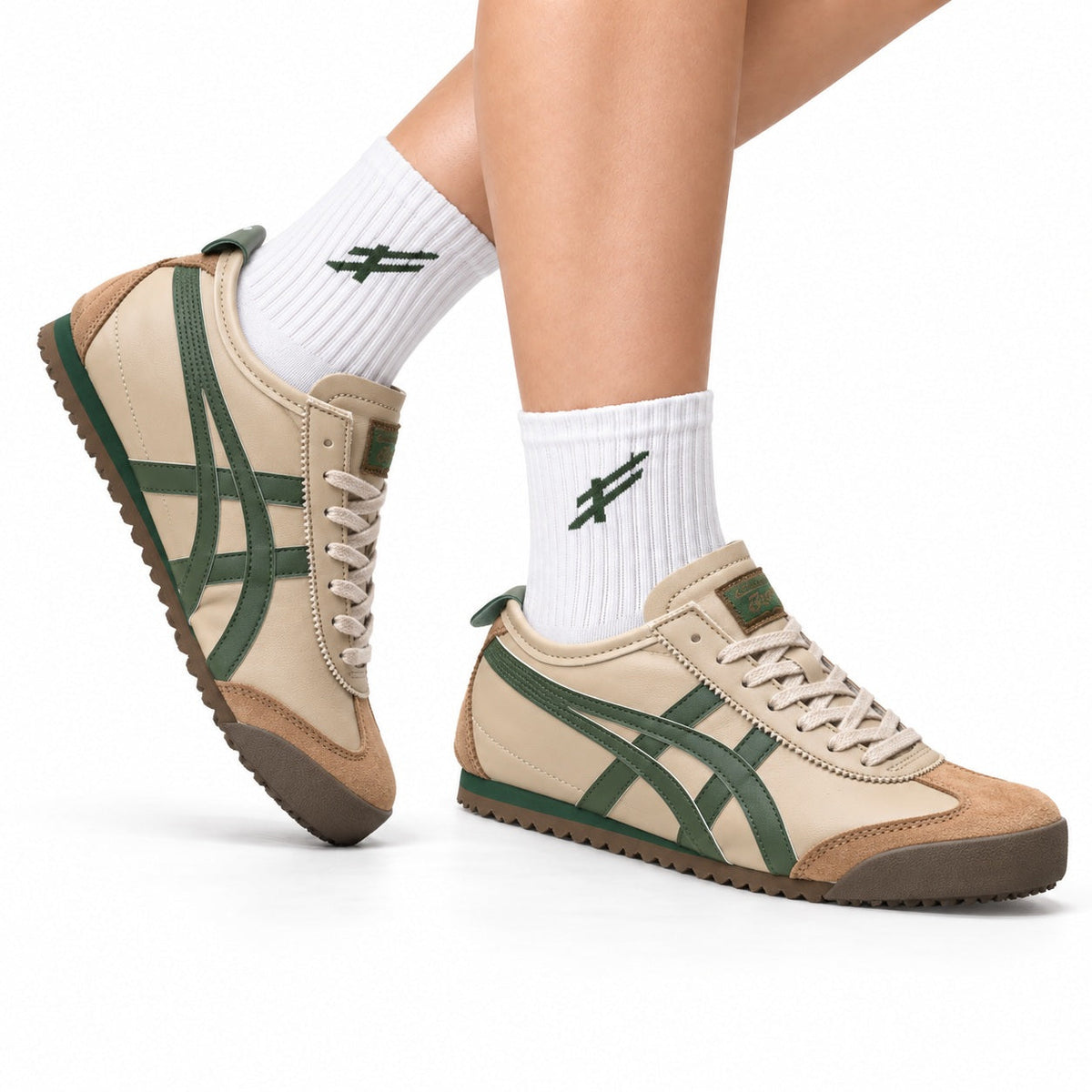 Onitsuka Tiger Retro Low Top Beige Green Gum Unisex Shoes Style 08