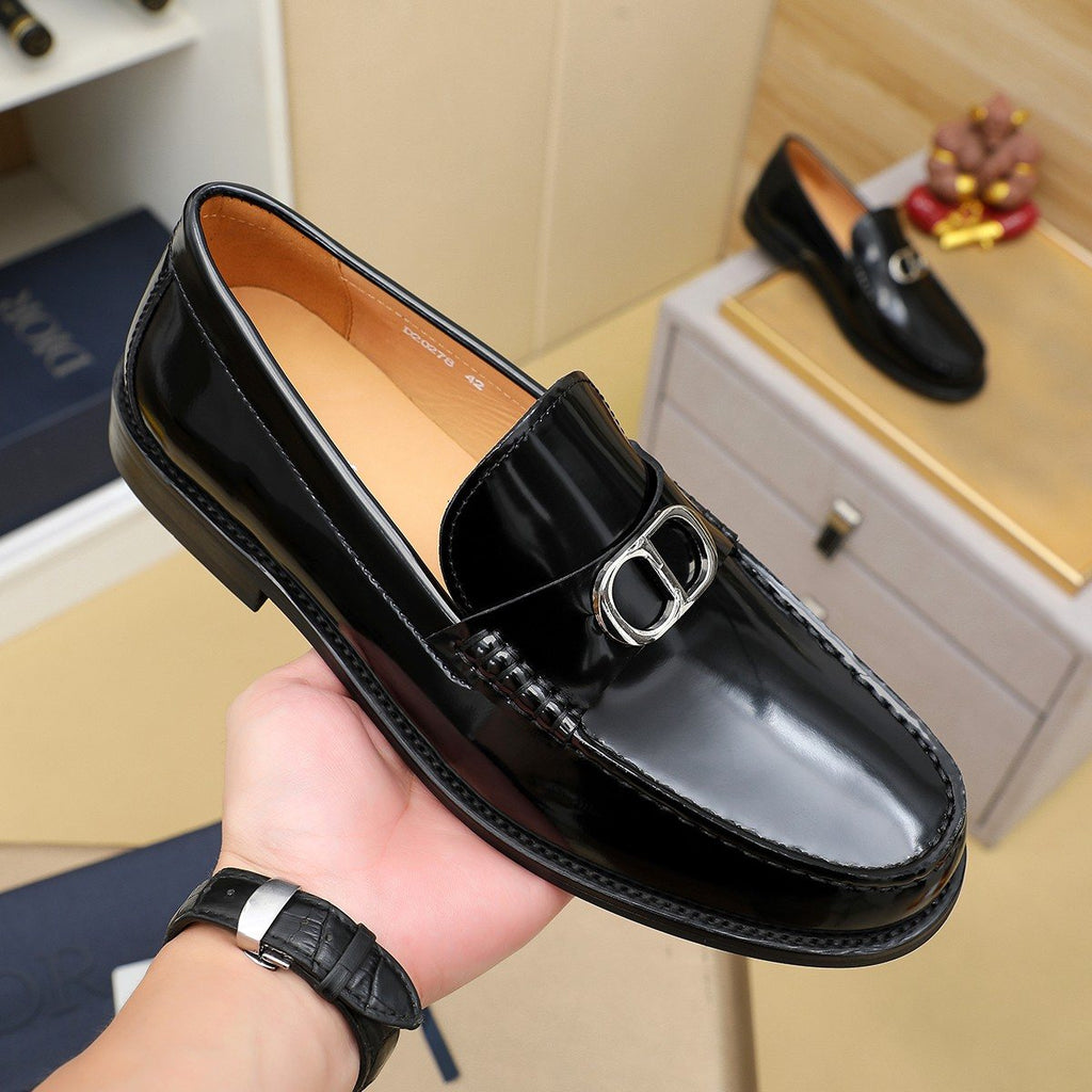 Dior Black Buckle Loafers - Moc-Toe Stitching