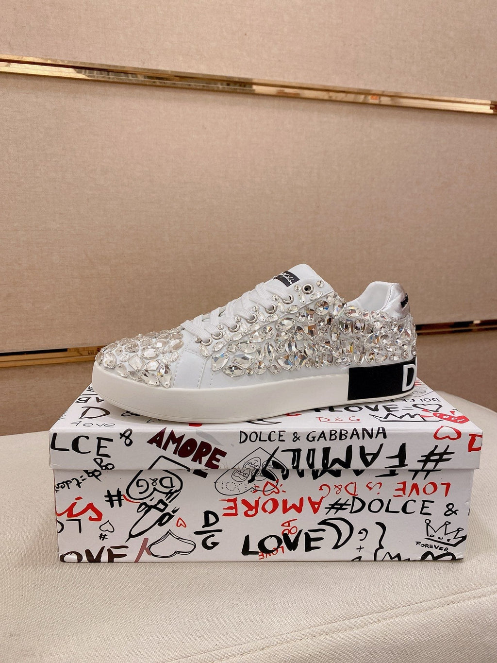 Dolce & Gabbana Crystal-Embellished Low-Top Sneakers