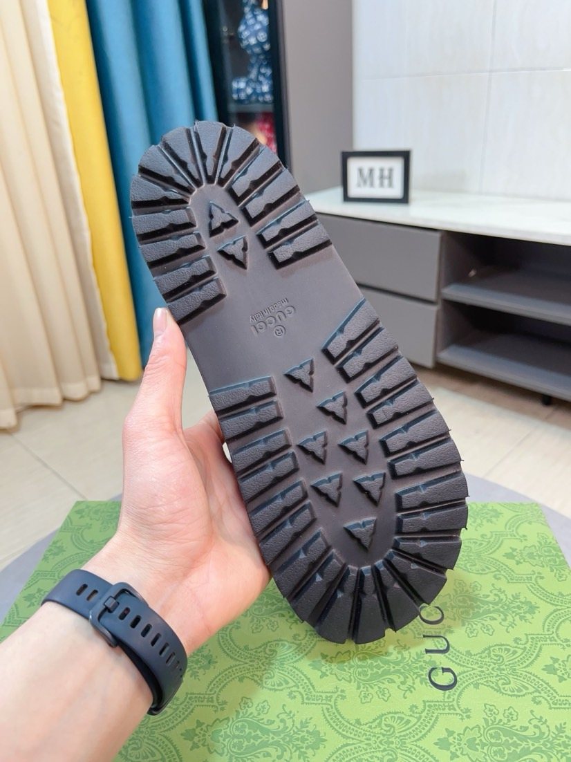 Gucci Black Red Green Striped Slide Sandals