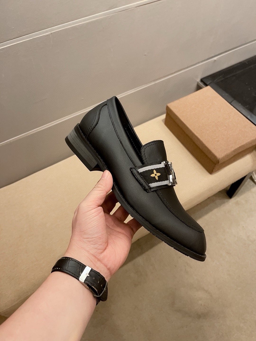 Louis Vuitton Men's Black Buckle Loafers