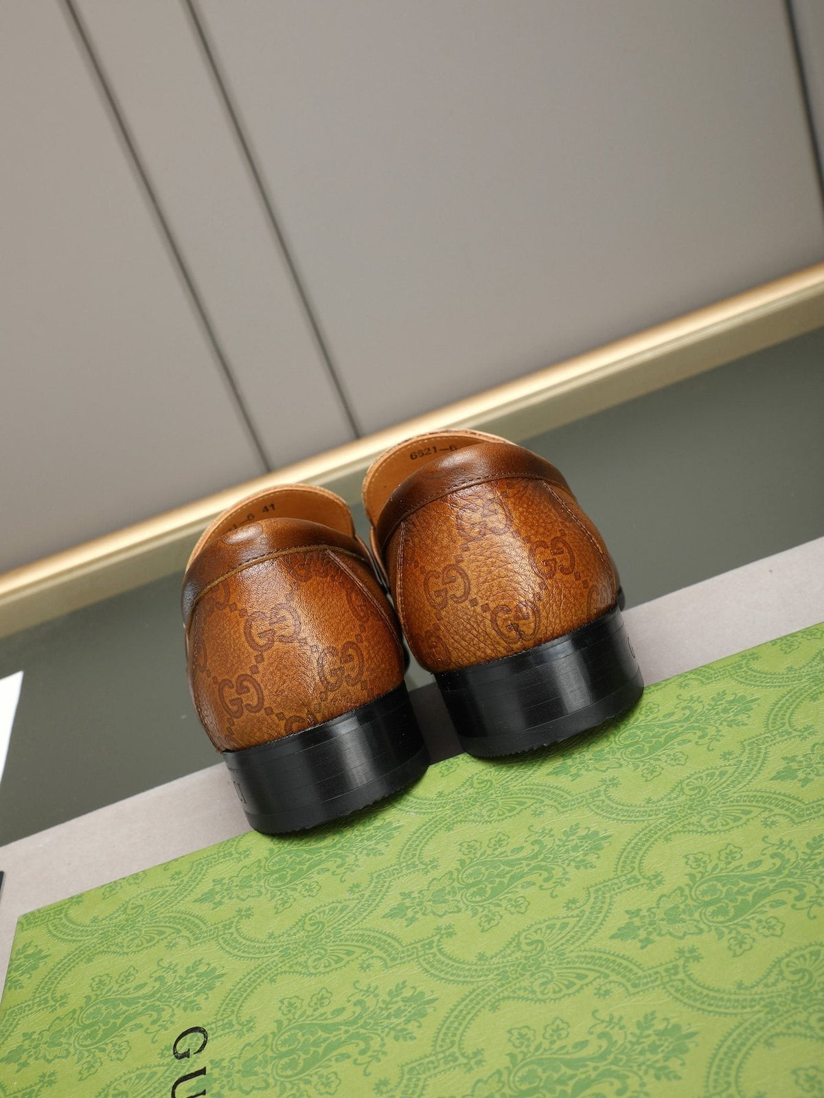 Gucci Brown Monogram Hardware Loafers