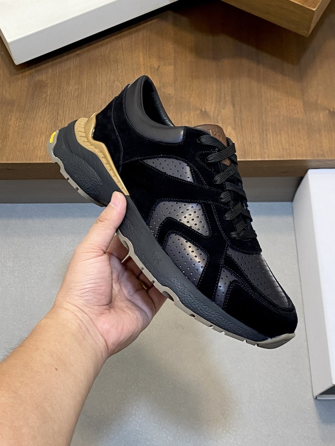 Berluti Black Low-Top Sneakers with Tan Accents