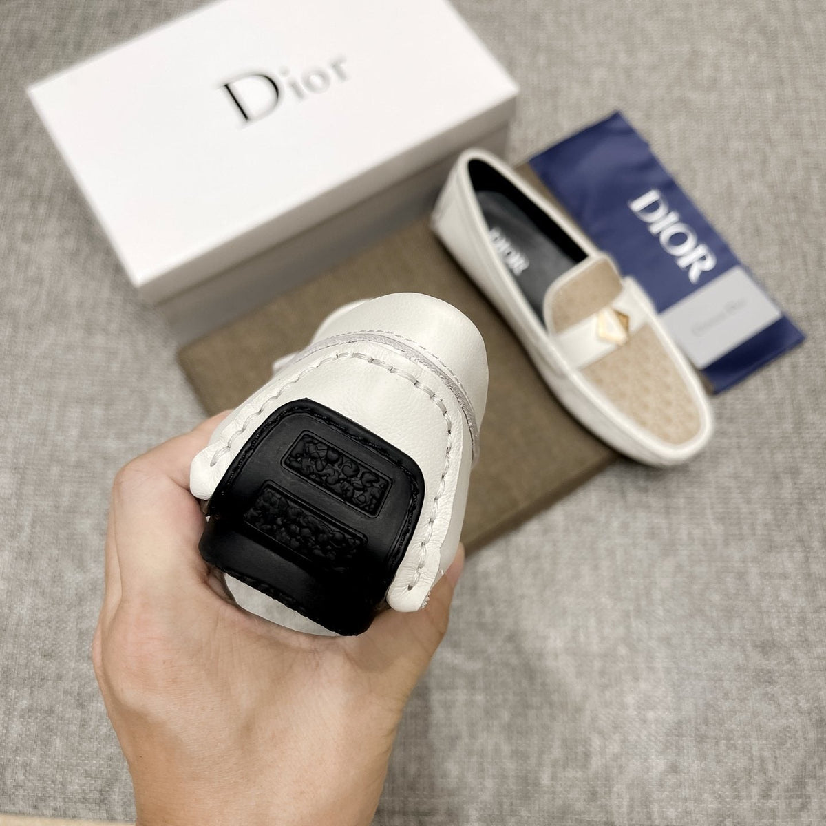 Dior Cream and Beige Patterned Loafers