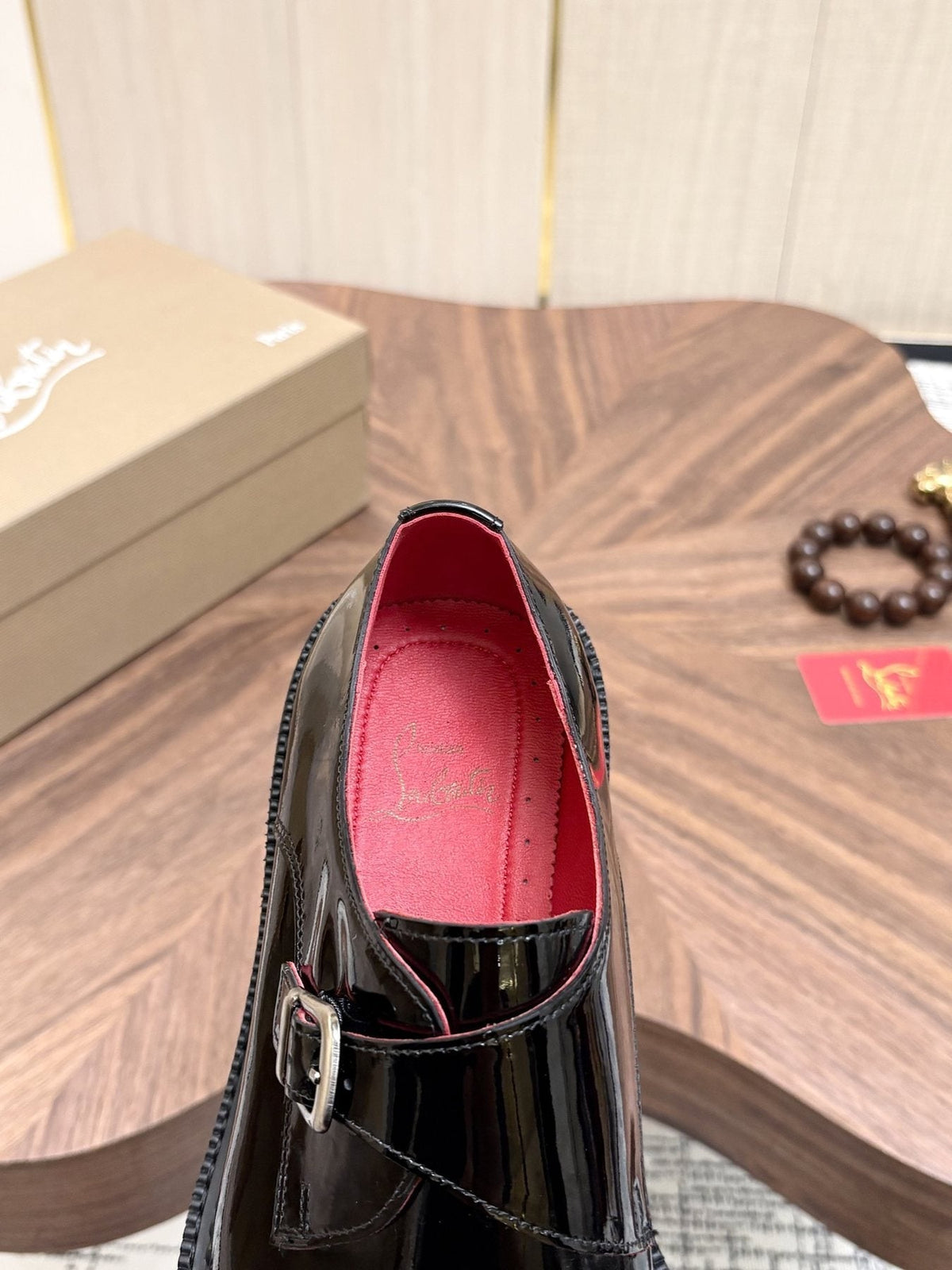 Christian Louboutin Black Glossy Buckle Dress Shoes