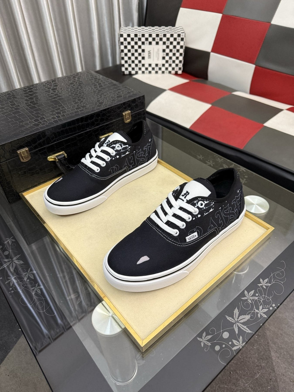 Vans Black Graphic Low-Top Sneakers - White Rubber Sole