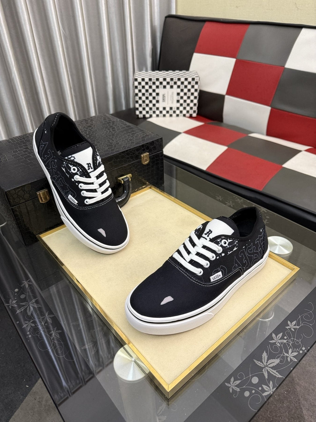 Vans Black Graphic Low-Top Sneakers - White Rubber Sole