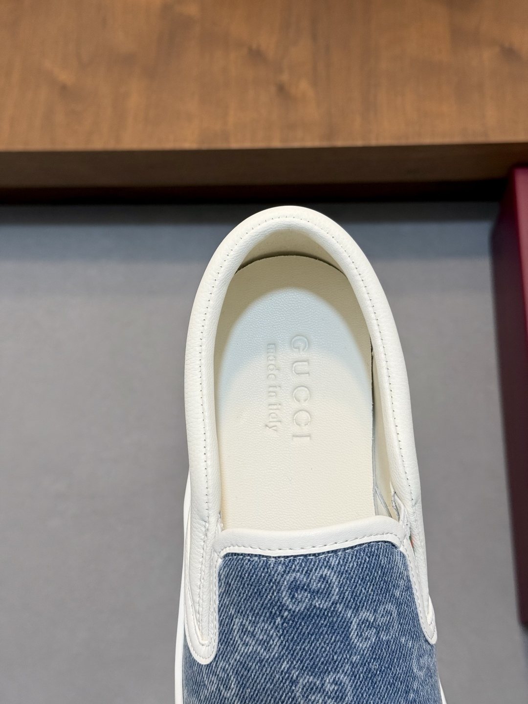 Gucci Blue Patterned Slip-On Sneakers