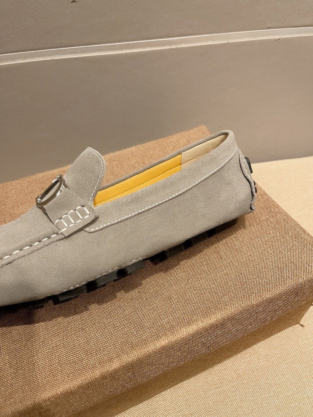Dior Men's Gray Metal Accent Driving Loafers