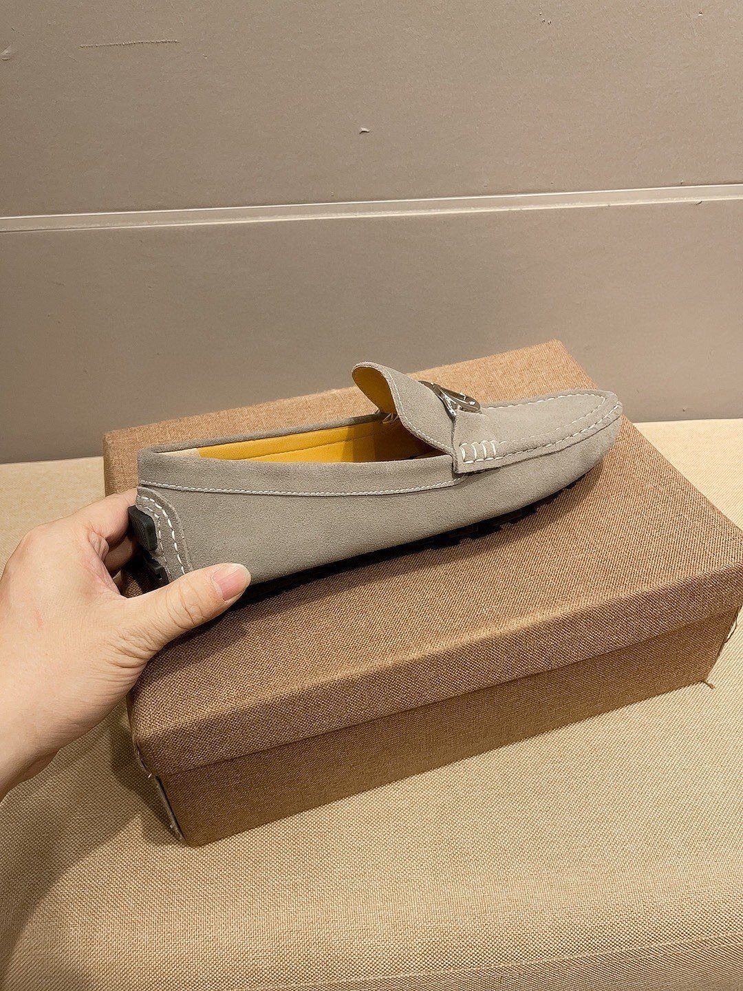 Dior Men's Gray Metal Accent Driving Loafers