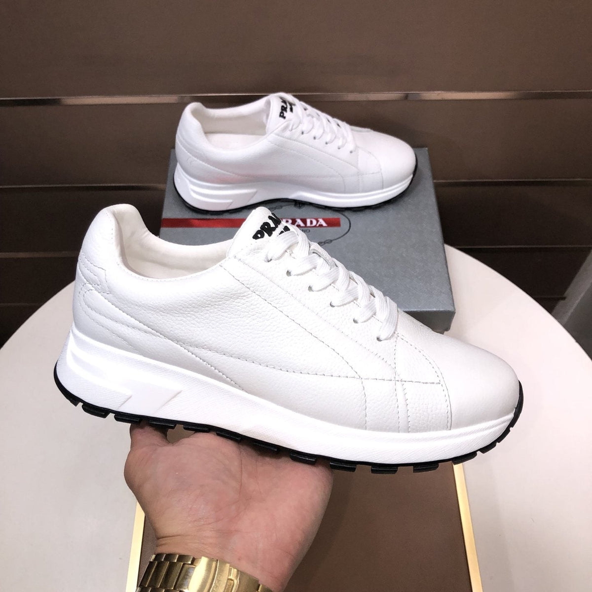Prada White Low-Top Sneakers