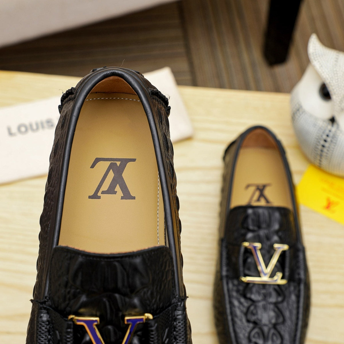 Louis Vuitton Black Textured Driving Loafers