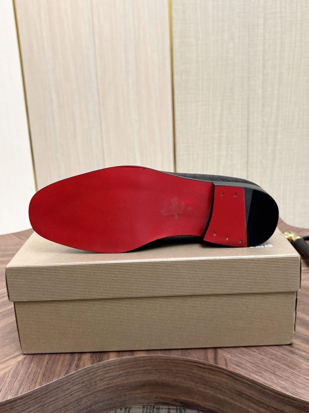 Christian Louboutin Black Woven Leather Loafers