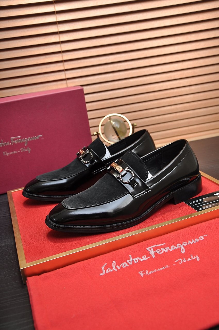 Salvatore Ferragamo Black Bit Loafers - Stacked Heel