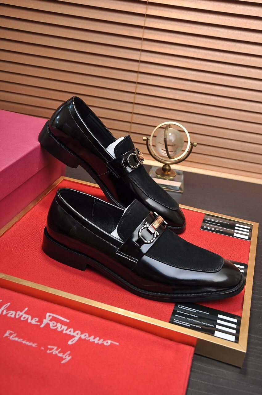 Salvatore Ferragamo Black Bit Loafers - Stacked Heel