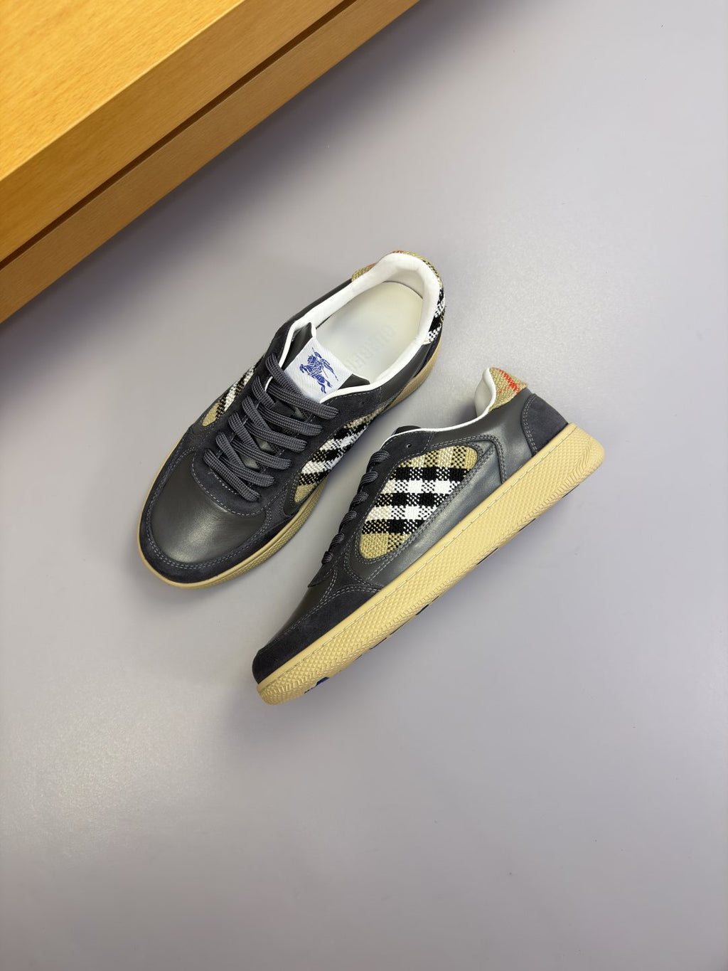 Burberry Check-Panel Low-Top Sneakers
