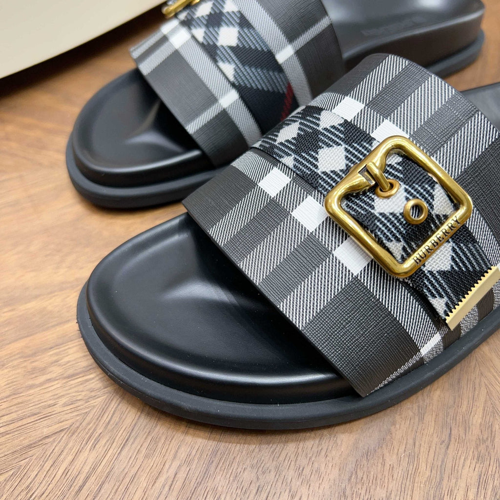 Burberry Check Buckle Slide Sandals