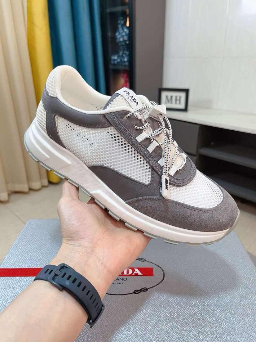 Prada Men's Mesh Lace-Up Sneakers