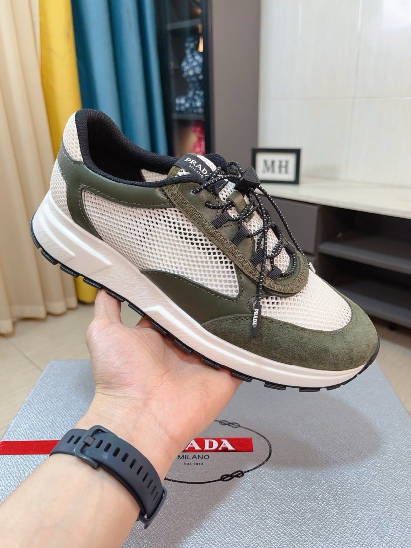 Prada Men's Mesh Lace-Up Sneakers