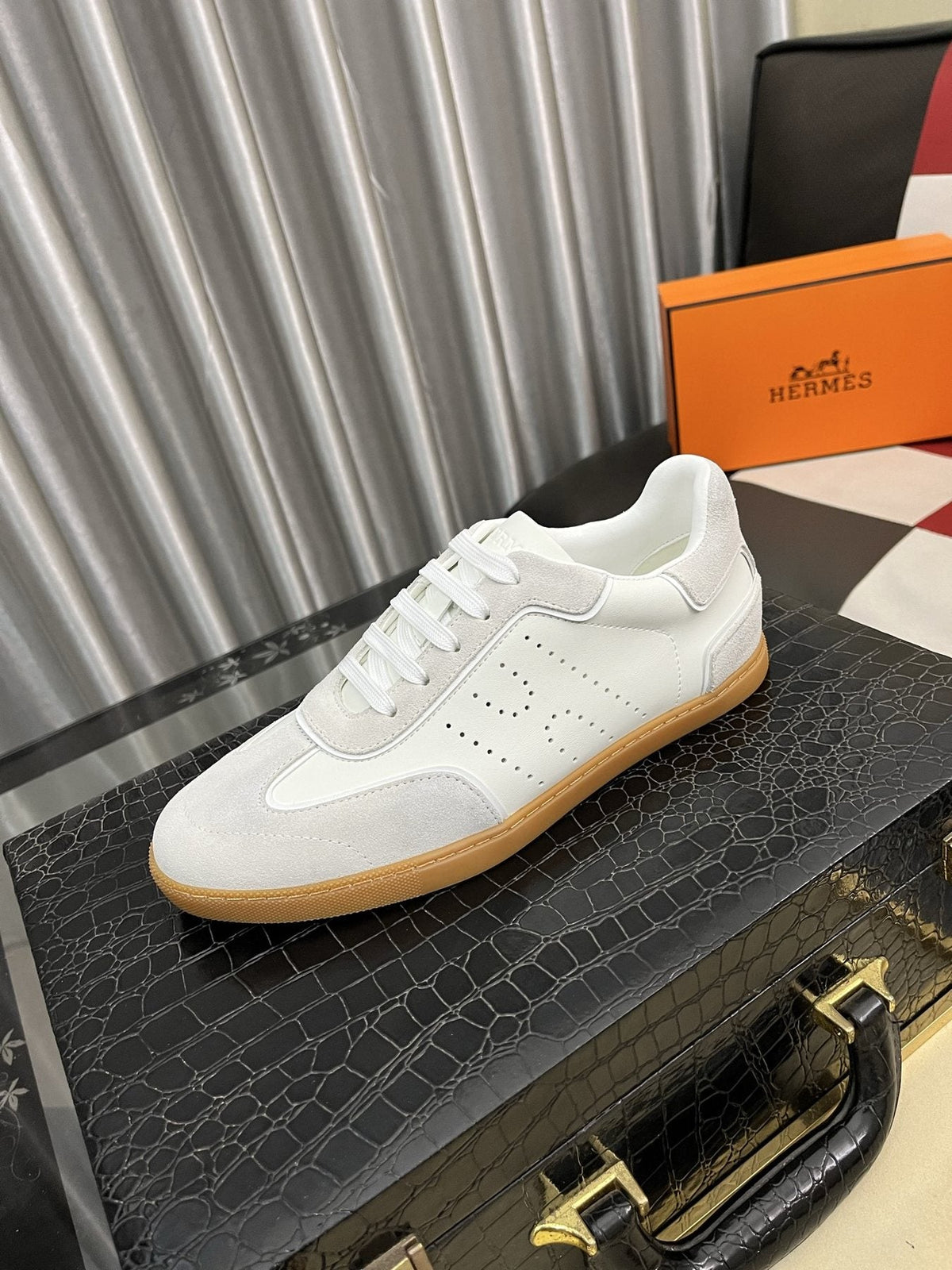 Hermès Men's Perforated Low-Top Sneakers
