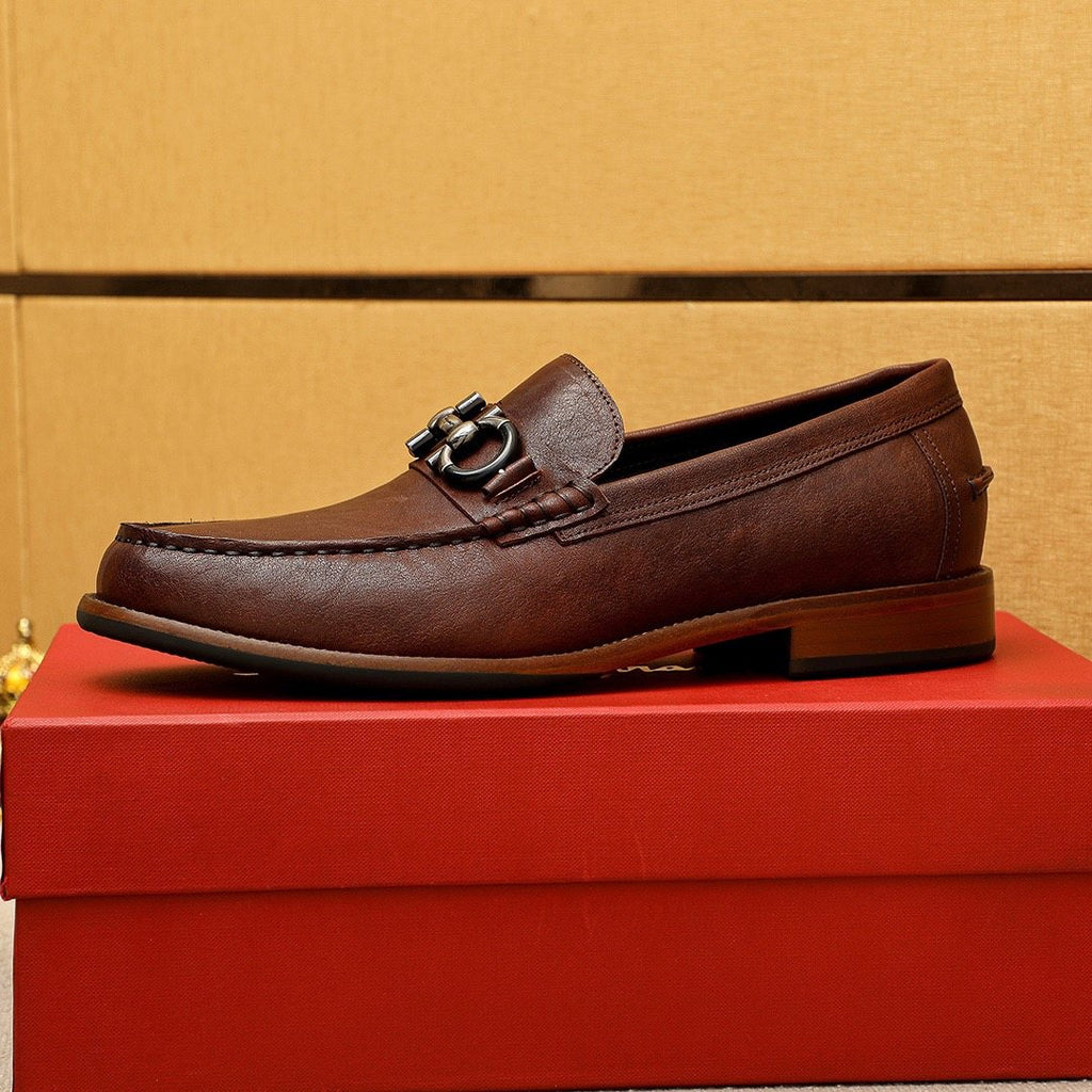 Salvatore Ferragamo Men's Leather Bit Loafers - Metal Bit Vamp Detail
