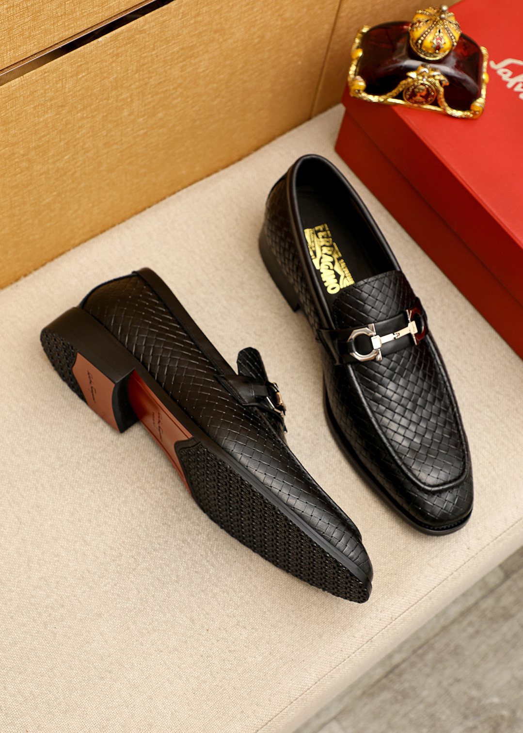 Salvatore Ferragamo Textured Buckle Loafers