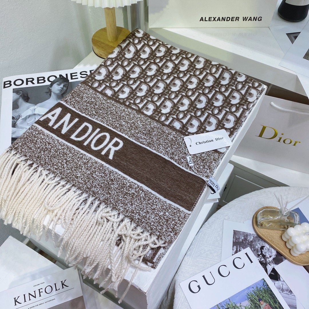 Dior Patterned Fringed Scarf