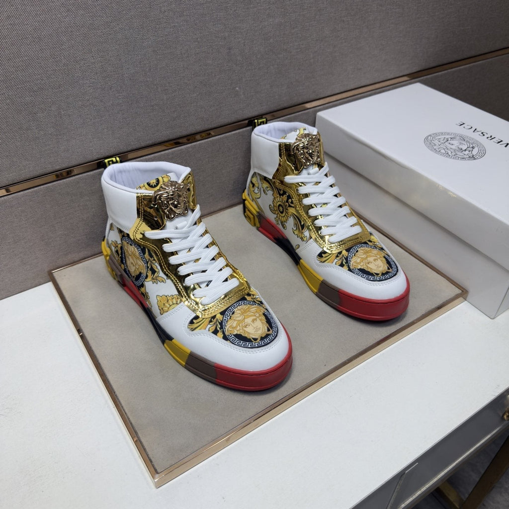 Versace Men's Gold High-Top Sneakers