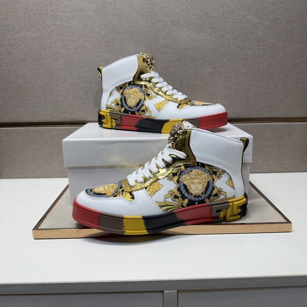 Versace Men's Gold High-Top Sneakers
