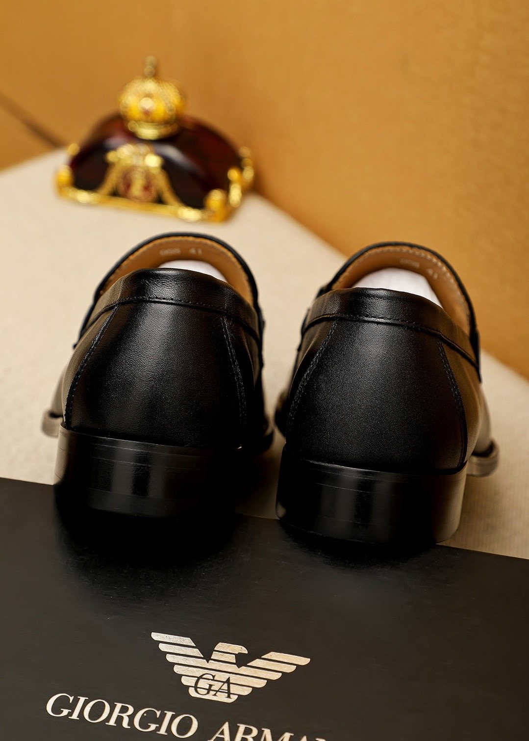 Armani Men's Black Embossed Bit Loafers