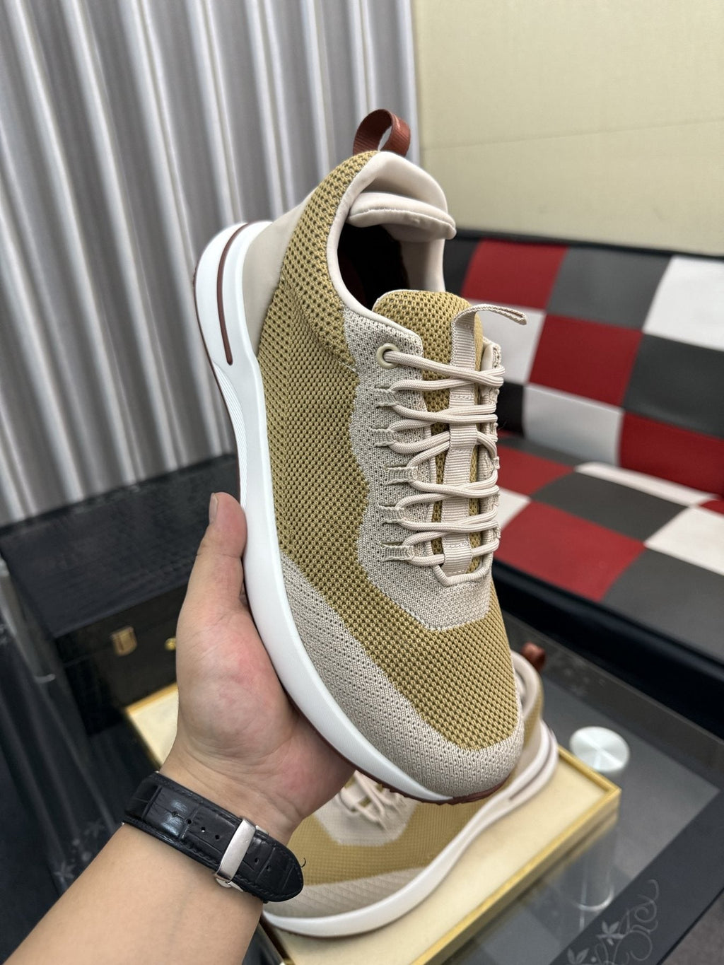Knit Lace-Up Sneakers