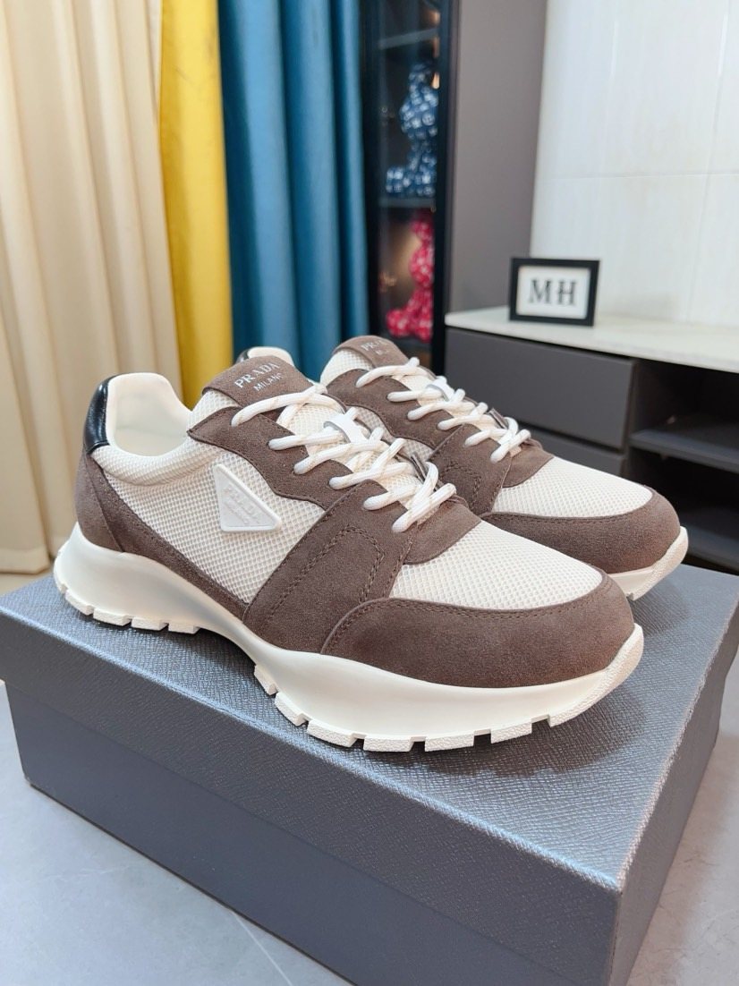 Prada Men's Mesh Panel Lug Sole Sneakers