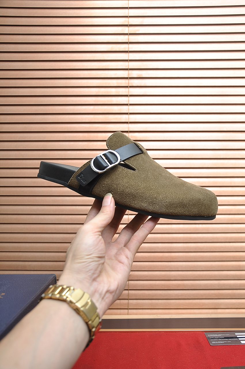 Dior Buckled Closed-Toe Mules