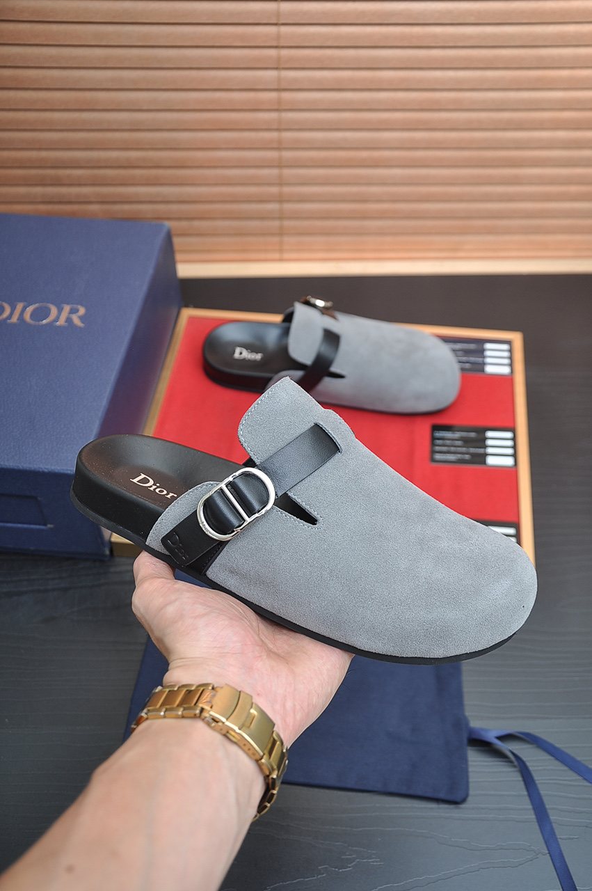 Dior Buckled Closed-Toe Mules